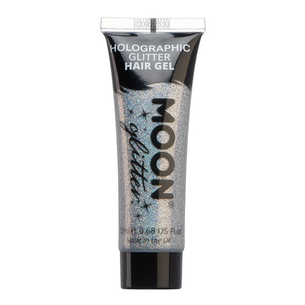 Moon Glitter Holografisk Glitter Hårgel Silver 20ml