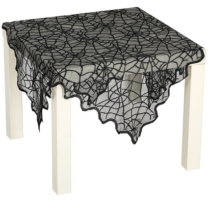 Svart Halloween bordsduk Spets 1m