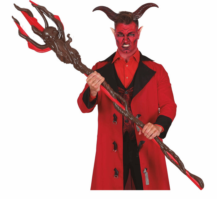 Svart röd Halloween-trident 1,5m