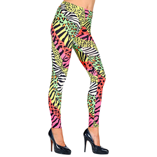 Neon 80S Legging Dam Färgad
