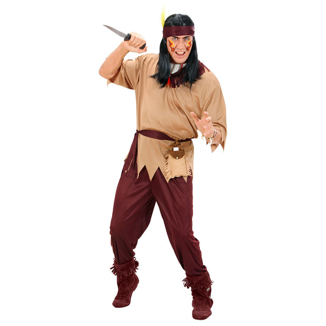 Indian dräkt brun män 4 delar