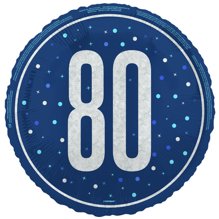 80 år Heliumballong Blå Tom 45cm