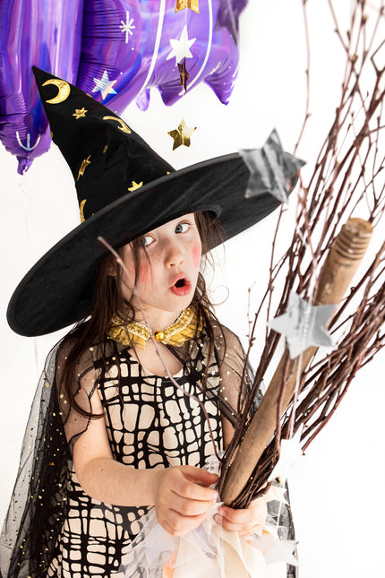 Svart Guld Halloween Häxhatt