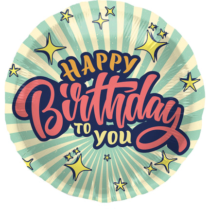 Heliumballong Happy Birthday Retro Stjärnor Tom 45cm