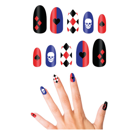 Halloween Fake Nails Harley Quin 10st