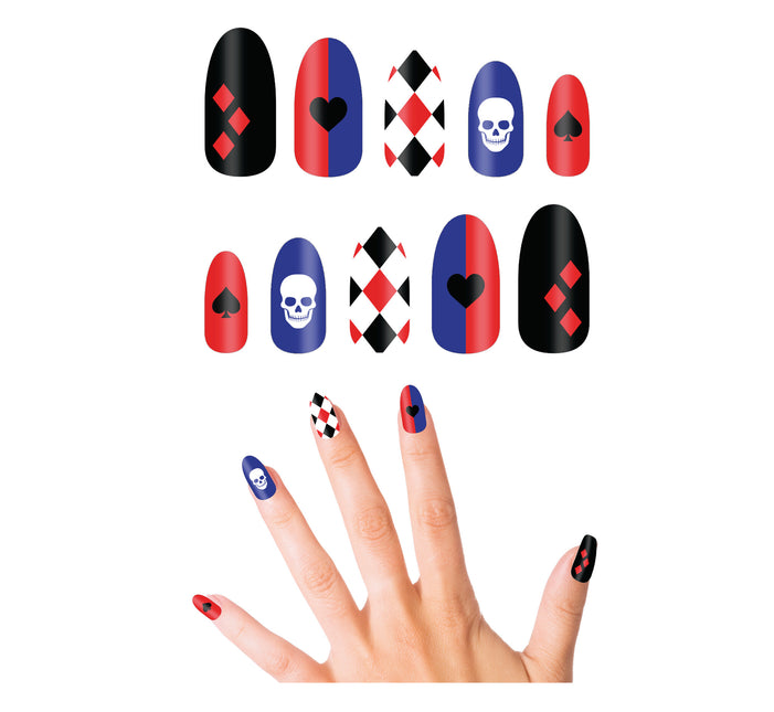 Halloween Fake Nails Harley Quin 10st
