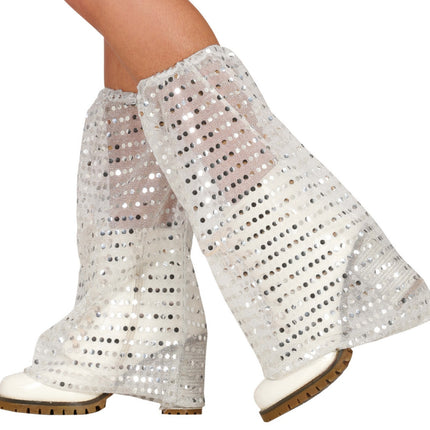 Silver Benvärmare Paljetter Tyg Organza