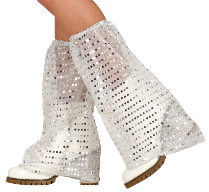 Silver Benvärmare Paljetter Tyg Organza