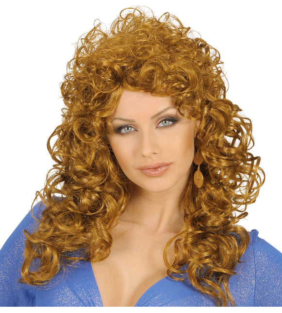 Ljusbrun peruk Halvlångt hår Lockar