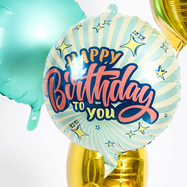 Heliumballong Happy Birthday Retro Stjärnor Tom 45cm