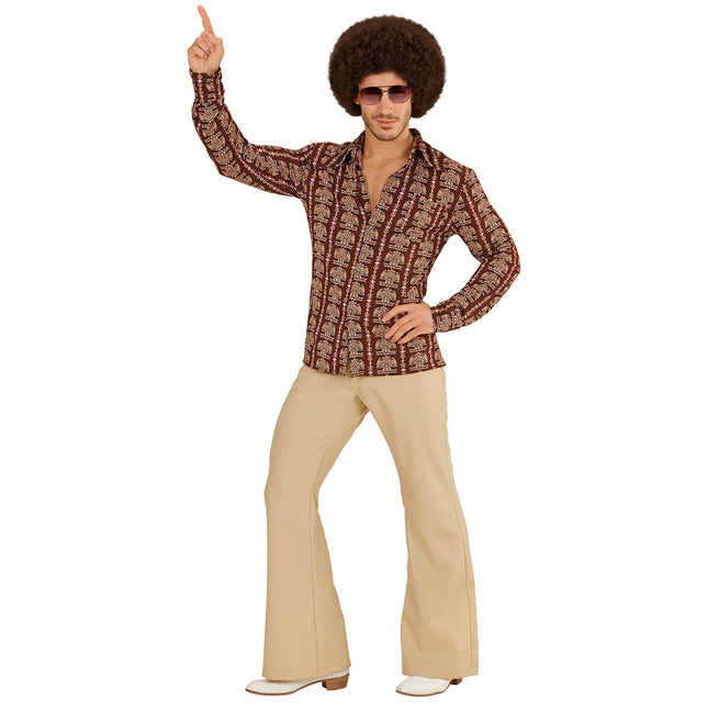 Disco 70S Blus Brun Herr Old School