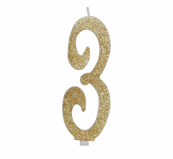 Guldljus 3 år Glitter 12,5cm