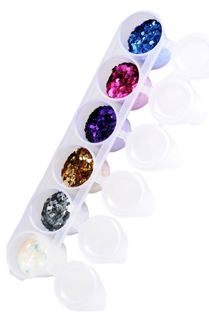 Färgade glitter Glamour Chuncky Mix 6st