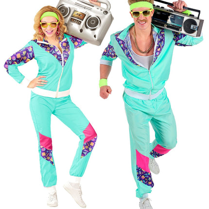 Neon 80S Träningsoverall Faulty Ljusblå