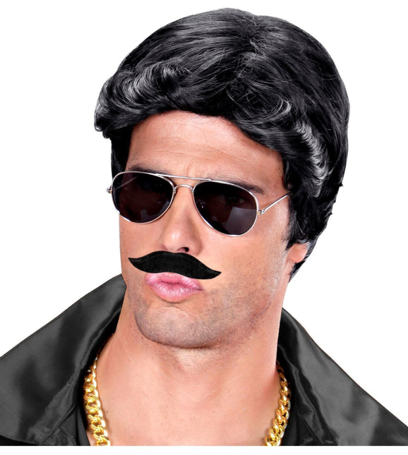 Svart falsk mustasch stor
