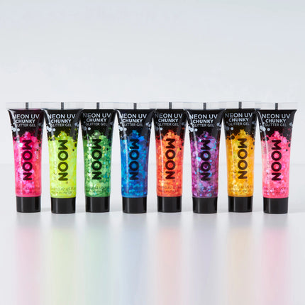 Moon Glow Neon UV Chunky Glitter Gel Gyllengul 12ml