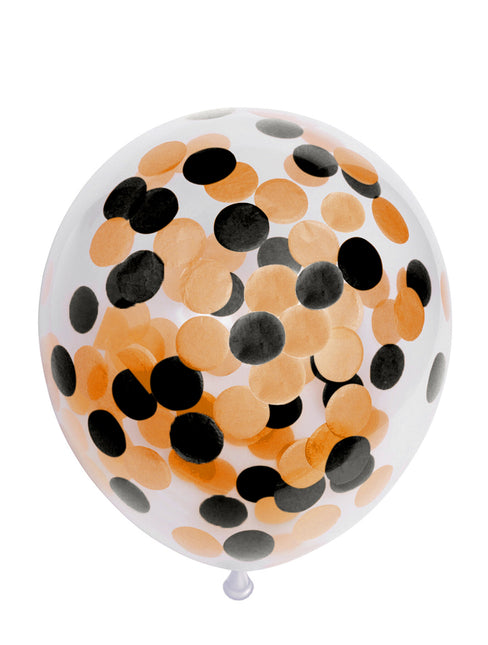 Konfettiballonger Orange Svart 30cm 6st