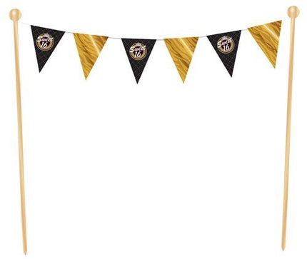 Sweet 16 Tårtspets Guld Svart
