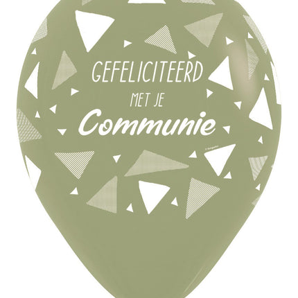 Ballonger Grattis till din kommunion Trianglar Eukalyptus 30cm 25st