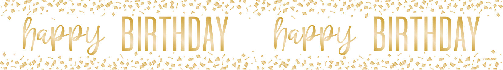 Happy Birthday Banner Guld 2,74 m