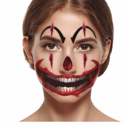Ansikte klistermärken Clown 30x14 cm