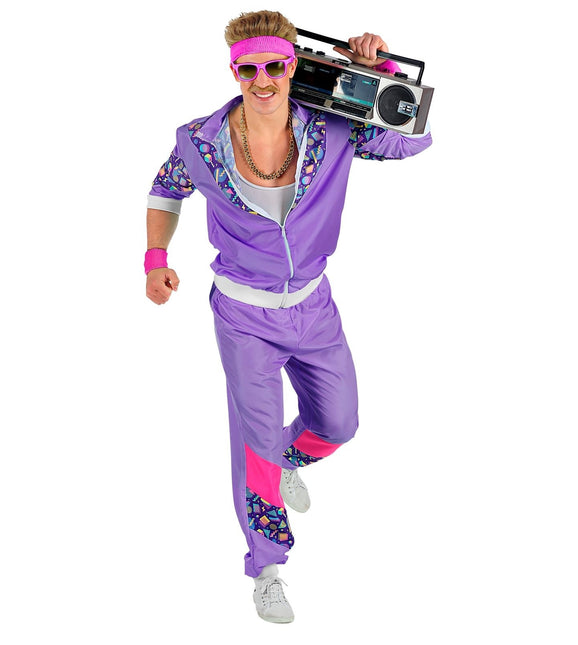 Neon 80S Träningsoverall Felaktig Lila