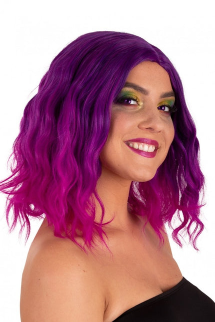 Peruk Alicia Halv Lång Med Våg Lila till Rosa