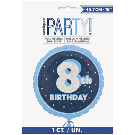 8 år Heliumballong blå tom 45 cm