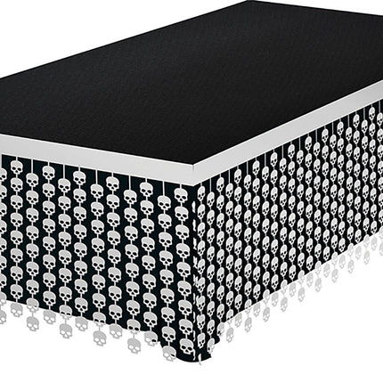 Vit Halloween bordskjol Dödskallar 4m