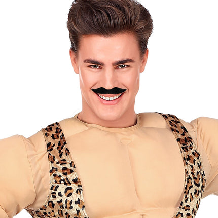 Svart falsk mustasch stor