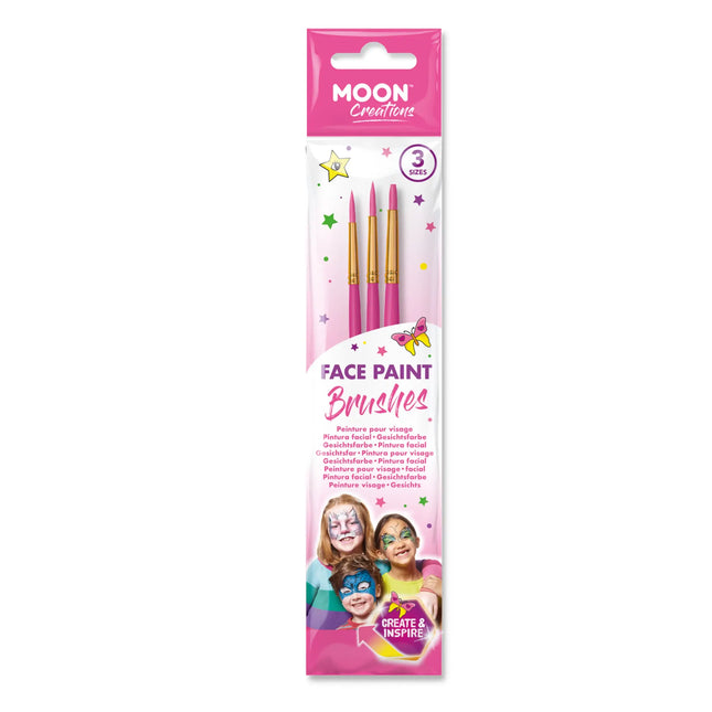<tc>Moon Creations</tc> Penslar för ansiktsmålning 3-pack Rosa
