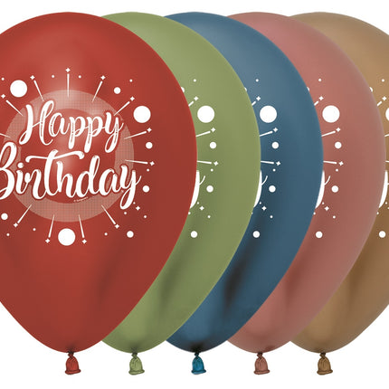 Ballonger Happy Birthday Mångfärgad Reflex Mix 30cm 25st