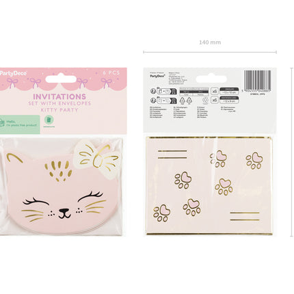 Katt Inbjudningar 13cm 6st