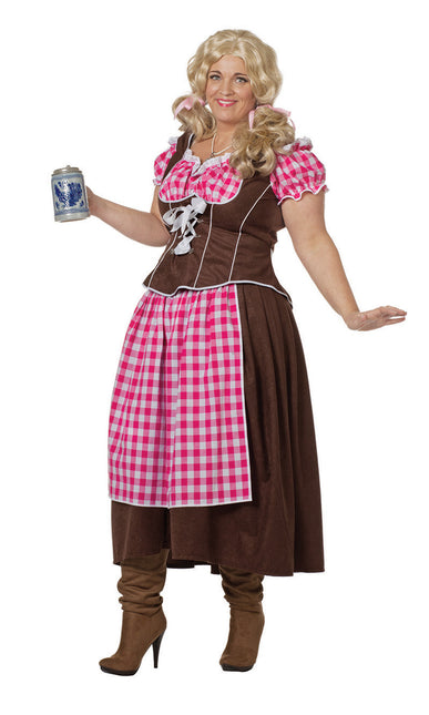 Rosa Dirndlklänning Oktoberfest Ladies Lång