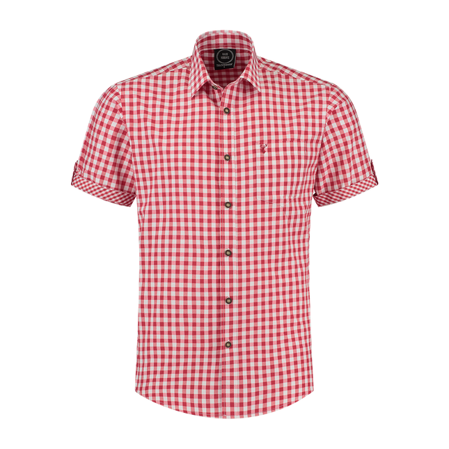 Röd Vit Blus Herr Kortärmad Rutig