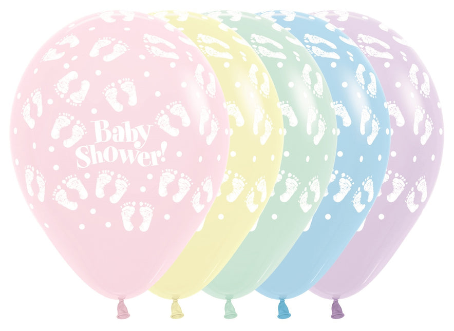 Ballonger Baby Shower Fotavtryck Pastell Matt Mix 30cm 25st