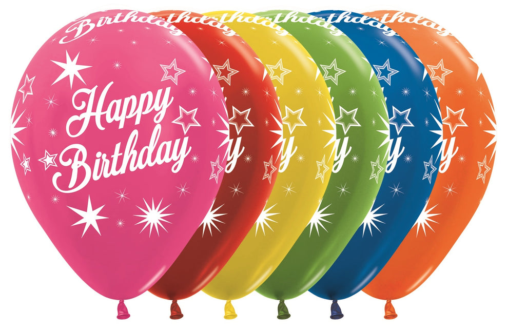 Ballonger Happy Birthday Sparkle Metallic Mix 30cm 25st