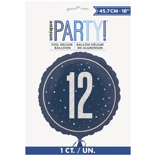 12 år Heliumballong blå tom 45 cm