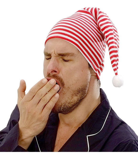 Röd vit sovande hatt