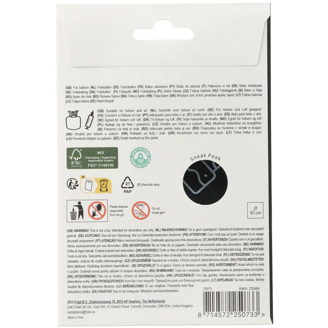 50 år Heliumballong Svart Guld Tom 45cm