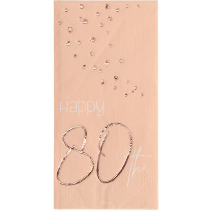 Servetter 80 år Roséguld 33cm 10st