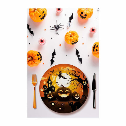 Halloween-tallrikar Pumpa 23cm 6st