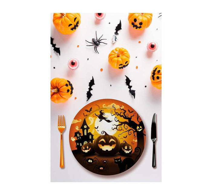 Halloween-tallrikar Pumpa 23cm 6st
