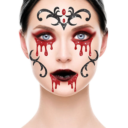 Halloween Face Stickers Vampyr Glitter 20cm