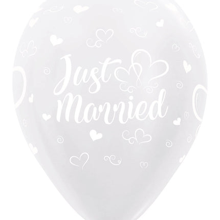 Ballonger Just Married Hearts Pärlvit 30cm 25st