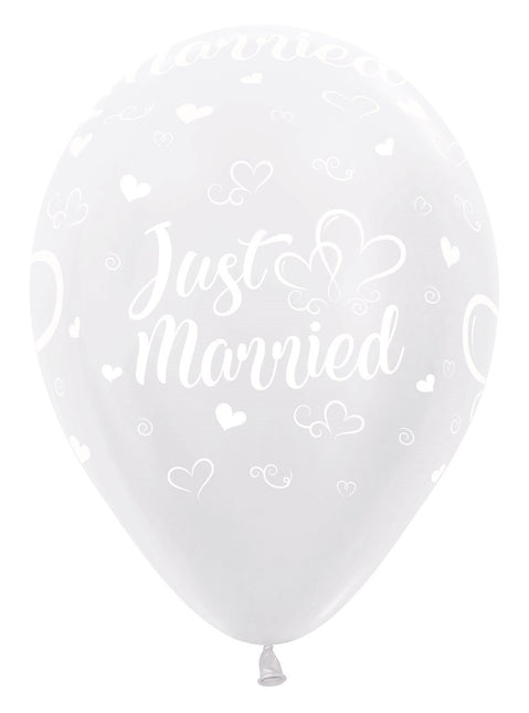 Ballonger Just Married Hearts Pärlvit 30cm 25st