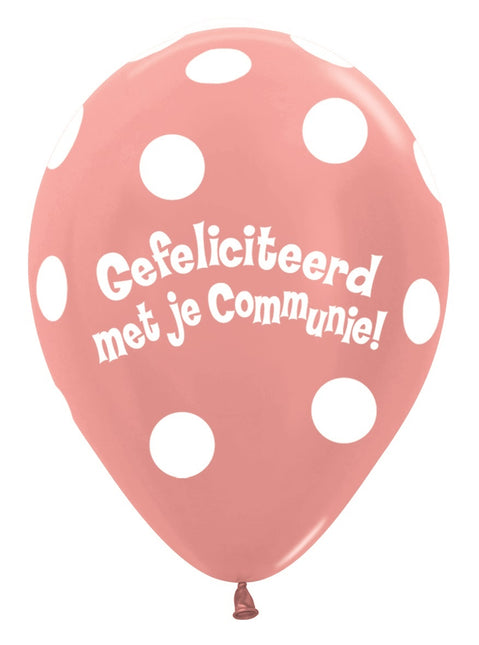 Ballonger Kommunion Polka Prickar Metallisk Roséguld 30cm 50st