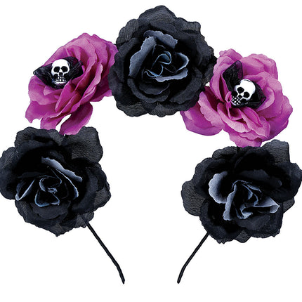 Svart Lila Halloween Hårband Blommor