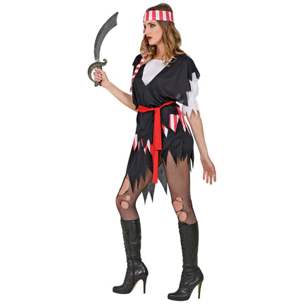 Piratklänning Vit Svart Damer