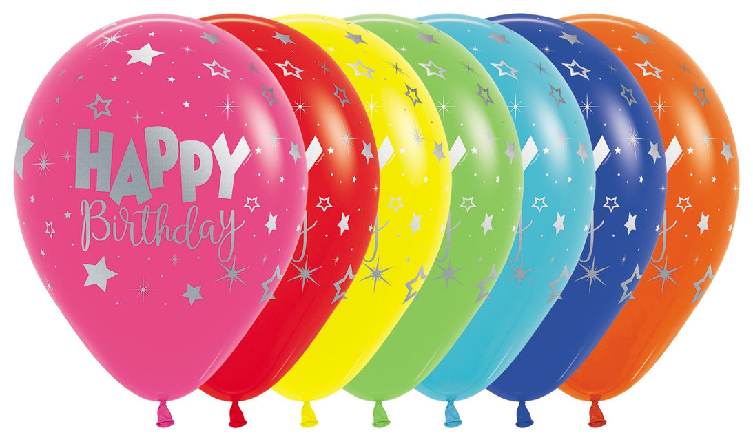 Ballonger Happy Birthday Fantasy Metallic Ink Silver 30cm 25st